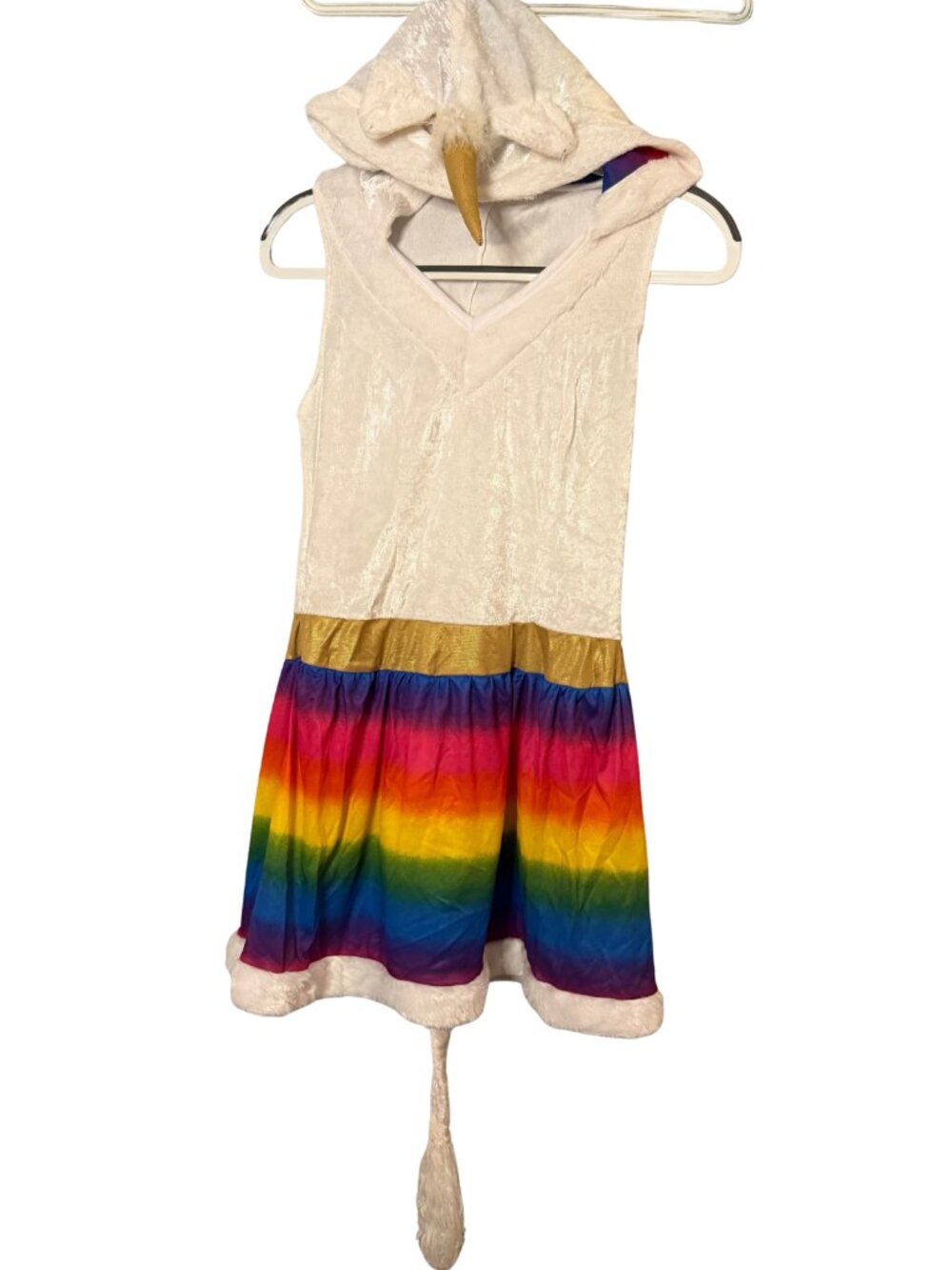Childs Costume - Girls Unicorn Costume/Dress - Rainbow motif - Medium (10-12)